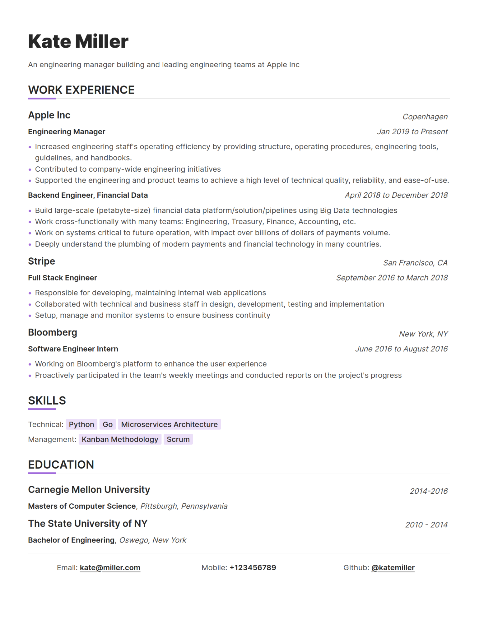 An image of a tech resume